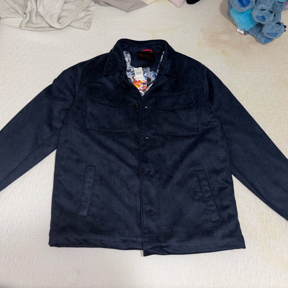 Robert Graham Blue Suede Jacket with Patterned Lining